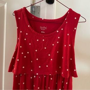 Red polkadot maternity to nursing dress